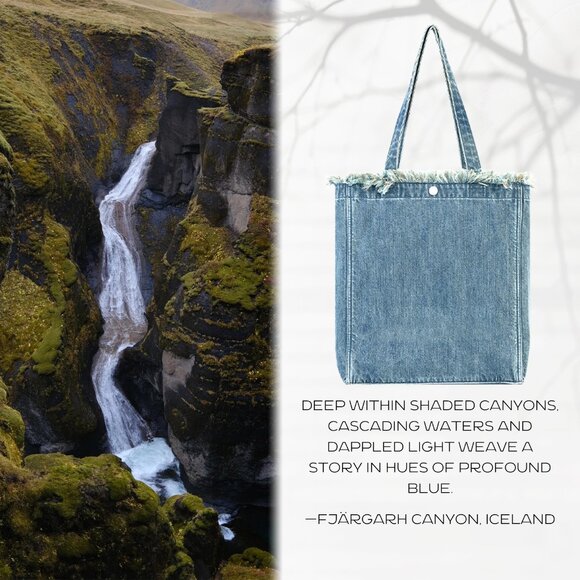 Brand New with Tag - Forest-Inspired Green Fringe Boho Denim Tote Bag - Picture 2 of 8